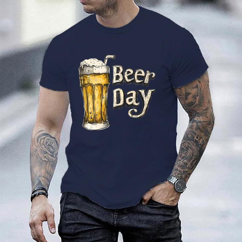 Unisex Crew Neck Beer Day Beer Mug Art Graphic Short Sleeve Cotton Tee Casual Summer Streetwear Loose Basic Daily Outdoor Wear Top