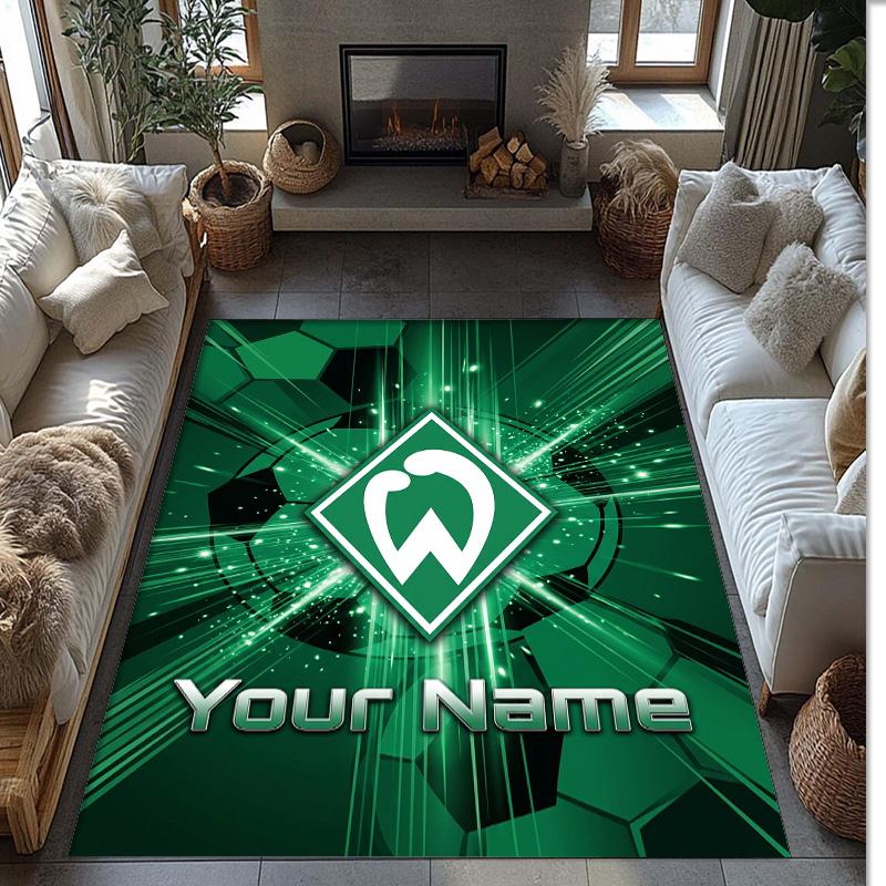 Werder Bremen FC Printed Crystal Velvet Rug Non‑Slip Crystal Velvet Carpet For Sofa Bedroom Indoor Home Decoration