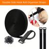 Nylon Hook & Loop Cable Ties. Reusable fastener roll with buckles for wire organizing & home storage.