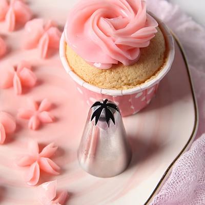 1pc Large Size Cherry Blossoms Stainless Steel Piping Icing Nozzle for Cream, Pastry, and Cake Decoration - Perfect for Fondant and Baking
