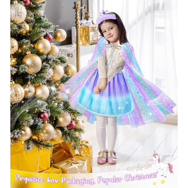 Princess Dress Up, Dress Up Clothes for Girls Princess Toys Set with Princess Capes Princess Shoes Princess Dress Jewelry, Birthday Christmas Gifts