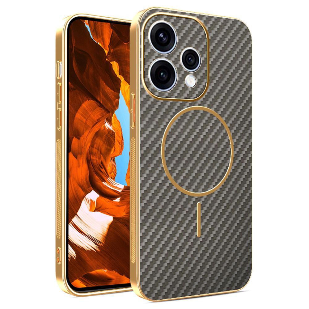 Phone Case For Oppo Reno15 5G (Global) / 15c 5G (China) Carbon Fiber Textured Electroplated TPU Phone Back Cover