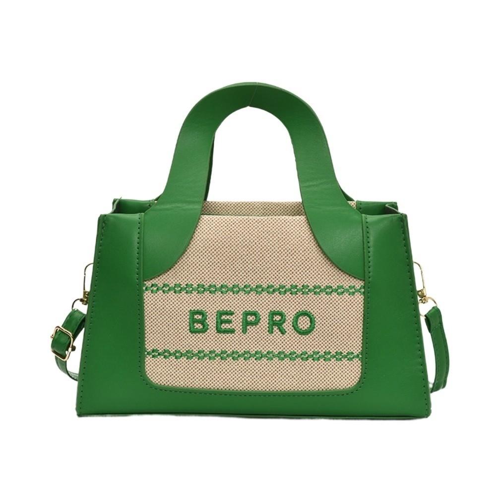 Anti-splash Water PU Square Bag Letter Printed Women Shoulder Bag Contrast Color Handbag  Daily зелёный