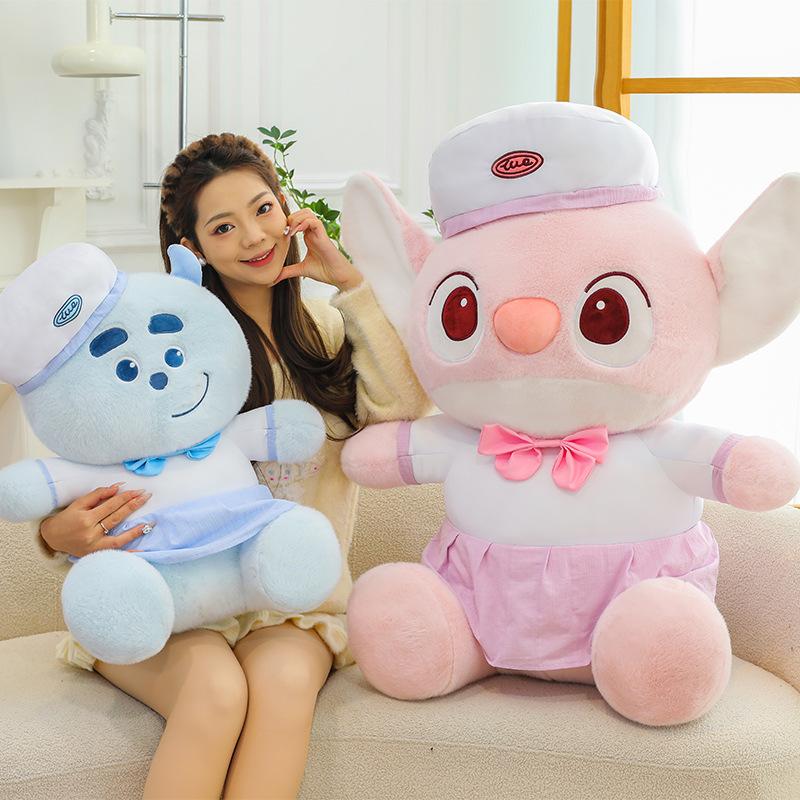 New Doll Beret Blue Haired Monster Cross Dressing Plush Doll Popular Cartoon Doll Cloth Doll Doll