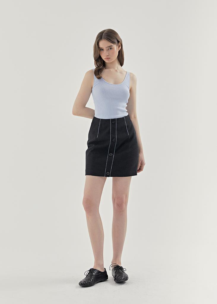 LUDE Trimmed Tweed Mini Skirt