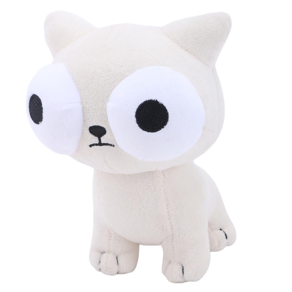 18cm Cute White Staring Cat Plush Toys Soft Fluffy Stuffed Anime Game Cat Plush Dolls Home Decor Fans Kids Birthday Xmas Gifts