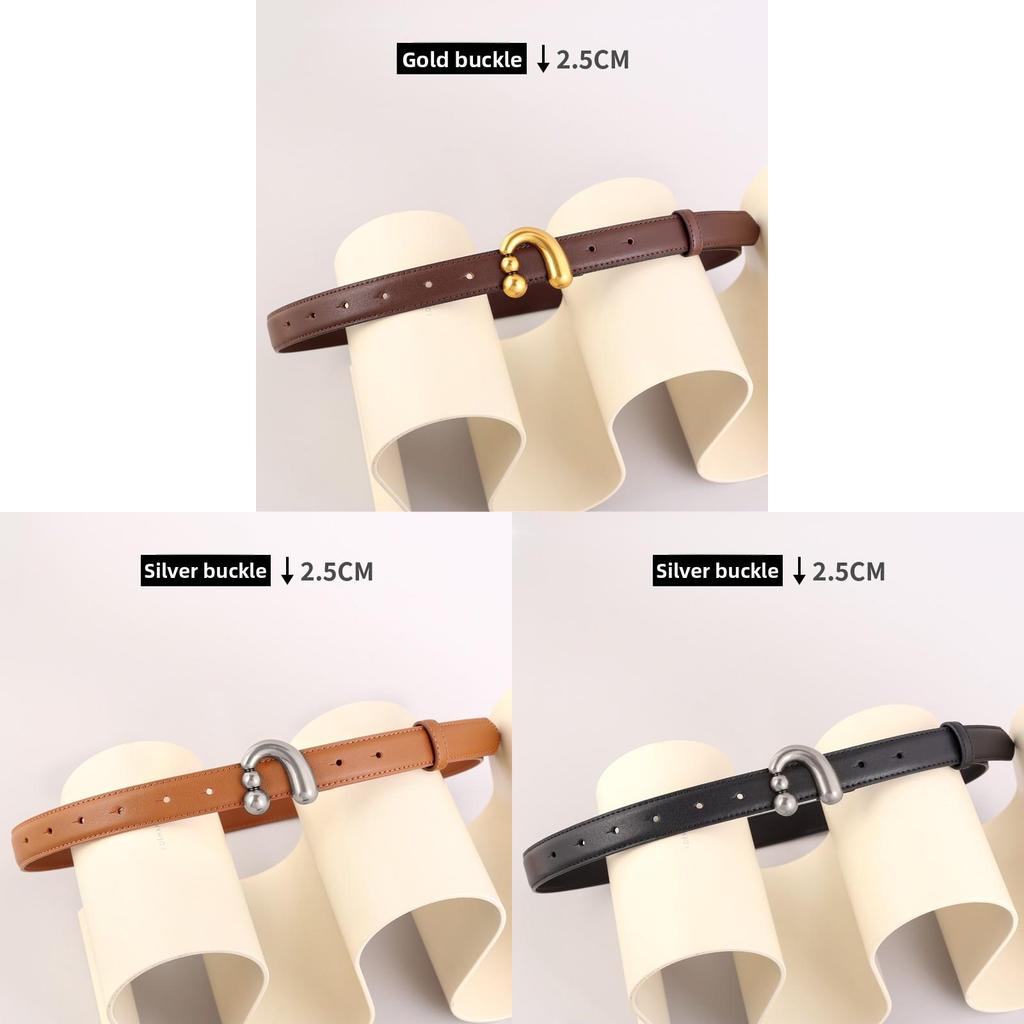 Traditioneller Damen-Leder-Taillengürtel mit silberner oder goldener Schnalle für Büro und Kleid