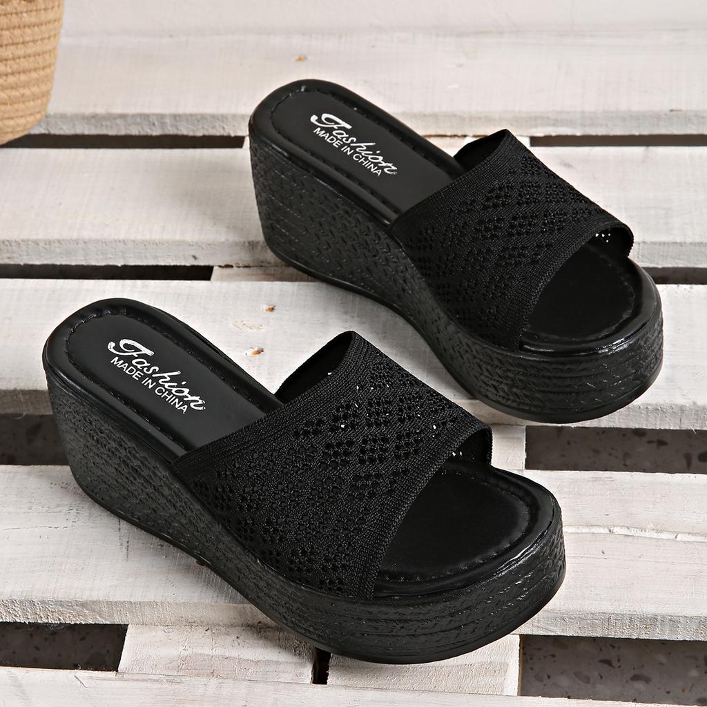 Ciabatte Estive Intrecciate a Rete con Zeppa Fondo Spesso Taglia Grande Open-Toe Muffin Fresche da Donna Desiderio