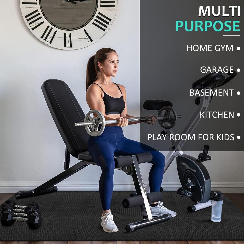 ½ Inch Home Gym Mat with EVA Foam Interlocking Tiles for MMA, Fitness, Gymnastics and Gym Protection, Floor Liner