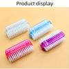 Plastic Nail Dust Powder Cleaning Brush Double Sided Hand Fingernail Toes Scrubbing Brush Cleaner