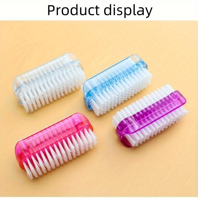 Plastic Nail Dust Powder Cleaning Brush Double Sided Hand Fingernail Toes Scrubbing Brush Cleaner