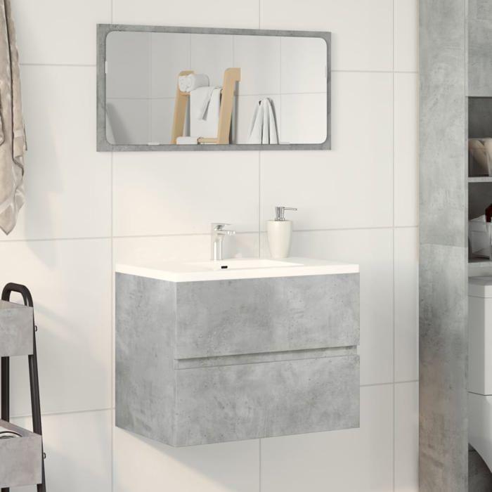 VidaXL Armoire de salle de bain gris béton bois d'ingénierie, placard de lavabo de salle de bain, meuble de toilette, 856242