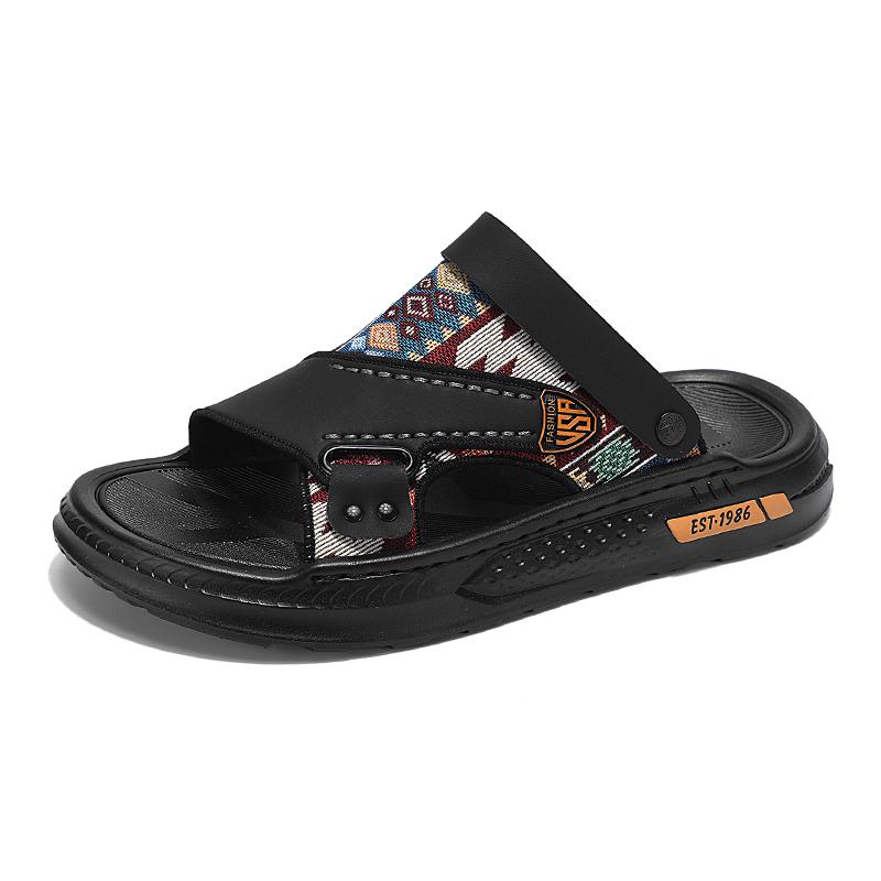 Ethnic Style Men's Summer Sandals High Quality Open Toe Sandals For Men Platform Slippers Black Beach Shoes Men Sandalias Hombre