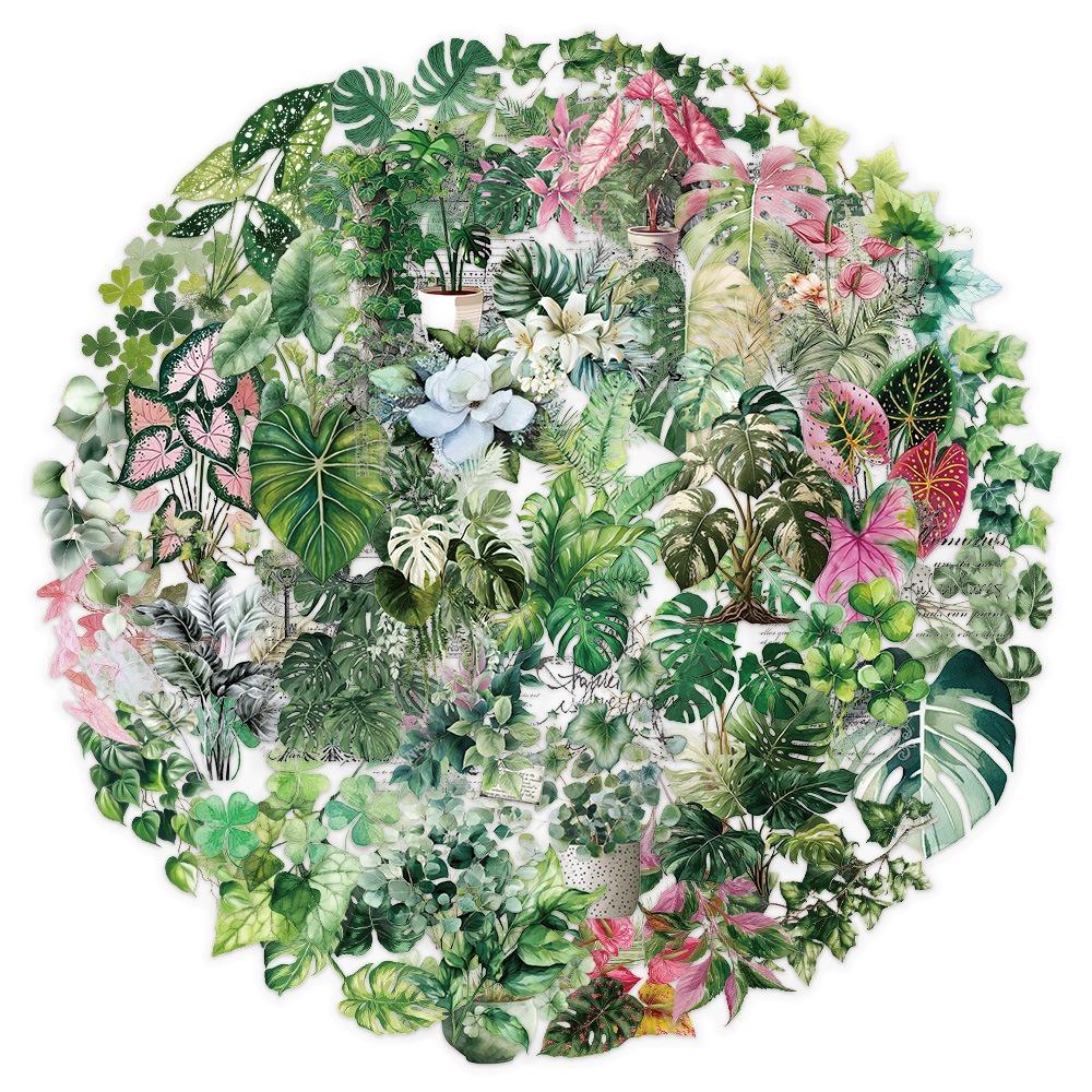 50Pcs/Set Retro Plant Leaves Series 02 PET Clear Stickers Waterproof DIY Fashion Decals Stickers