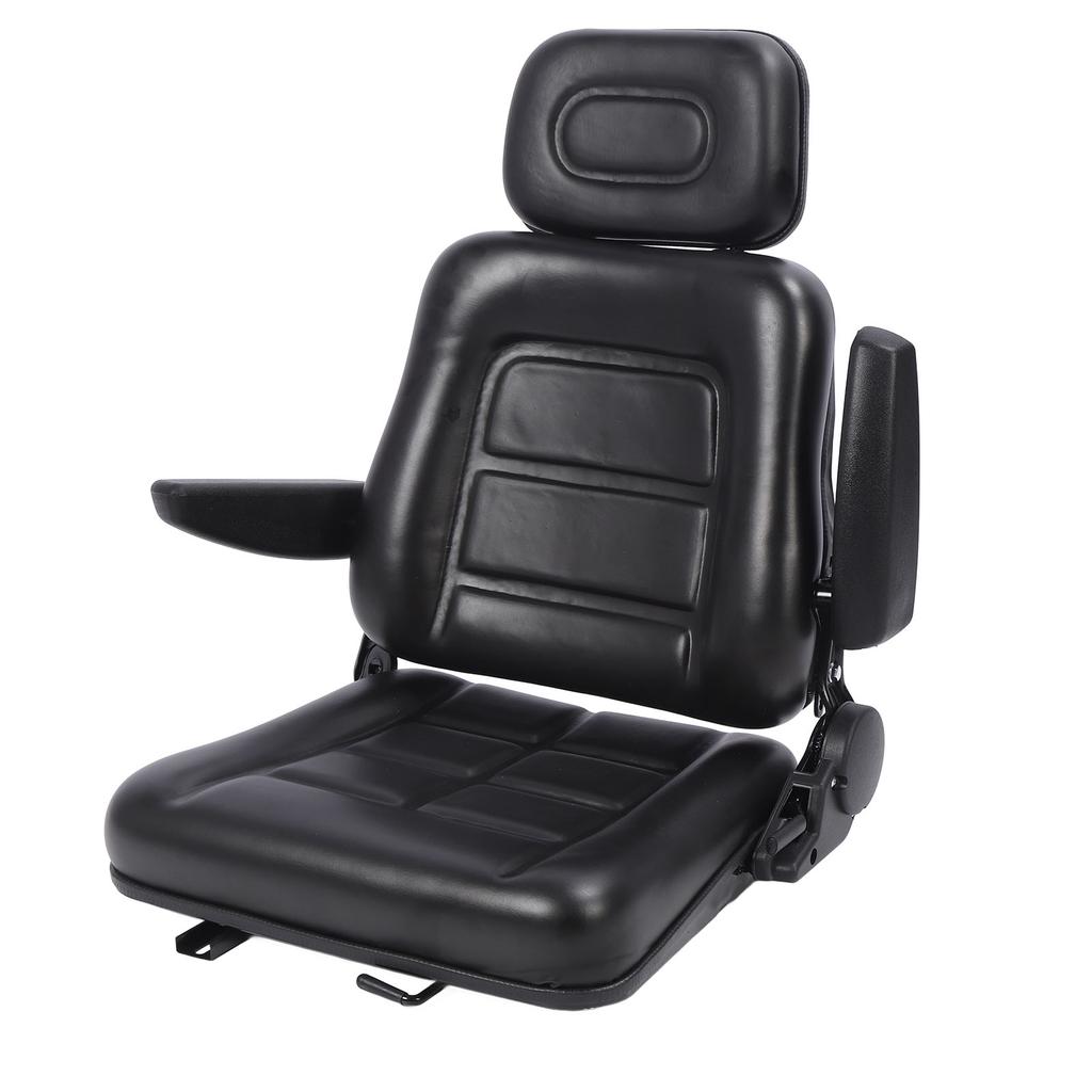 Forklift Seat with Adjustment Switch and Slide Rail 3 Level Adjustable Headrest Seat for Dumper Mower Skid Loader