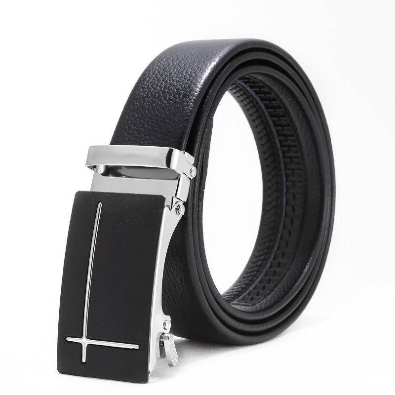 Men'S Belt No Standard Casual Belt Foreign Trade Youth Simple Automatic Buckle Imitation Leather Iron Buckle Belt