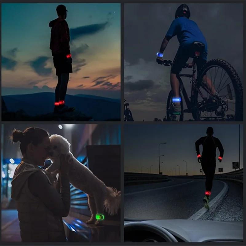 Outdoor Sports Night Running Armband LED Lamp USB Rechargeable Safety Belt Arm Leg Warning Wristband Cycling Bike Bicycle Light