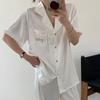 1011 new pajamas women's summer ice silk short-sleeved trousers set Korean fresh cartoon printed loungewear