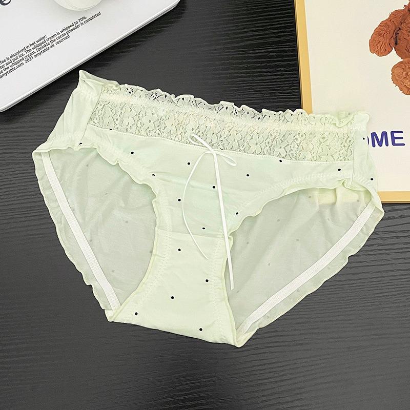 Mode för kvinnor Söt Spets Nät Sömnad Bomull Midjeväska Höft Bomull Gren Trosor Underkläder
