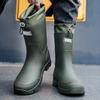 Rain Boots for Men Gum Fishing Non-slip Man Shoes Cheap Middle Tube Water Shoes Outdoor Wear-resistant Garden Outdoor Work Shoes