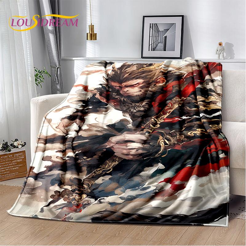 3D Black Myth Wukong Monkey King Cartoon Game Soft Blankets,Throw Blanket Comfortable Blanket for Picnic Beds Sofa Home Bedroom