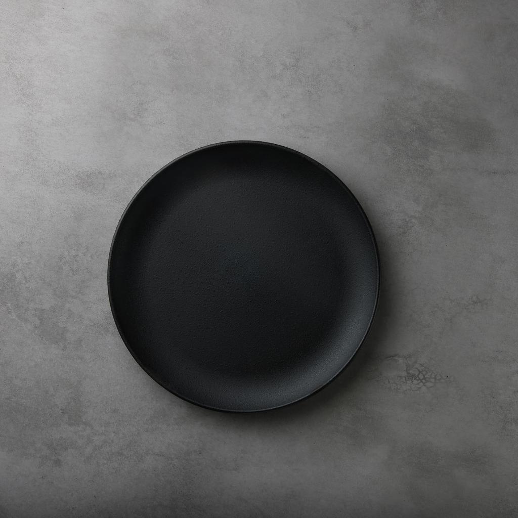 Ware Hendey 24cm Unbreakable Plain Made In Premium Heat Resistant Dishwasher and Microwave Durable Simple Ceramic Look Plate, Japan, Black, (240°C),
