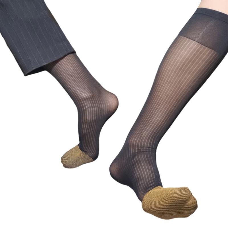 Men Over the Calf Socks Sheer Nylons Knees High Dress Socks Breathable Light Formal Sock Work and Leisures Clothing