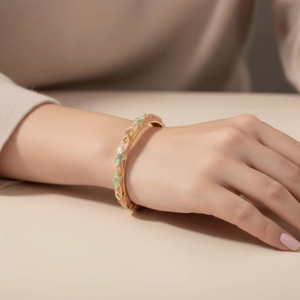 Traditionelles Chinesisches Blumenarmband Emaille Damen Handarmband Geschenke für Frauen Mädchen