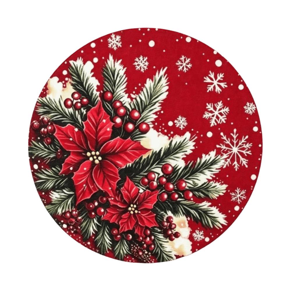 Snowman Christmas Table Placemat Tree Bow Heat Insulation Flower Linen Table Mat Anti-slip Anti-scald Round Dining Mat