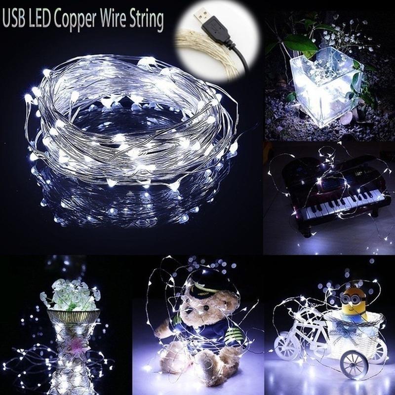 50/100/200 LED Copper Wire String Lights USB Plug-in Fairy Lights with Remote 8 Modes Lights Home Decoration