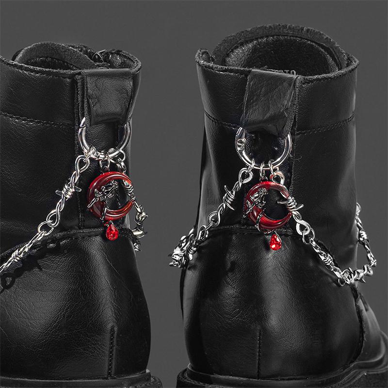 1 Stück Retro Gothic Punk Abnehmbare Doppeldorn Schuhdekorationskette Einfach zu lösender Schnallenmechanismus Ideales DIY-Zubehör