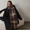 Designer Homemade Mohair Imitation Cashmere Plaid Winter Scarf Women's Thickened Warm Fringed Scarf Shawl