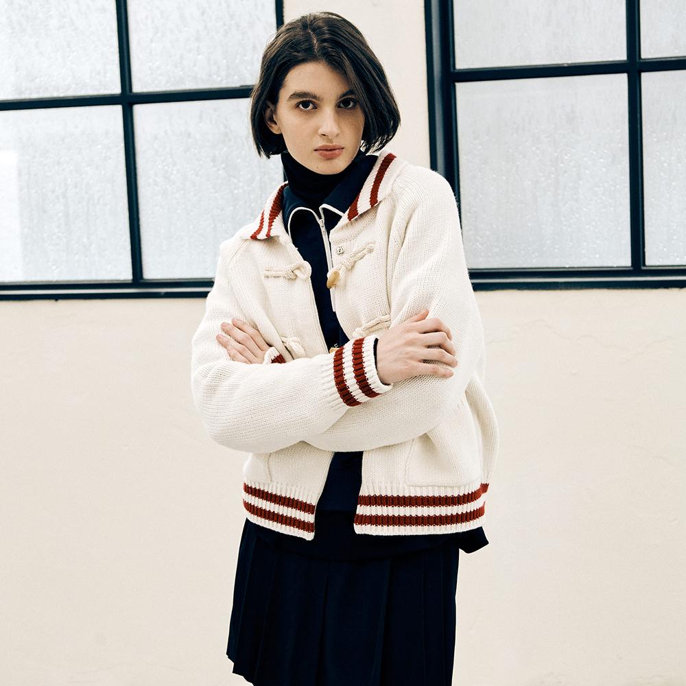 SPNK Duffle Toggle Knit Wool Cardigan_Ivory