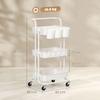 Three Tier Home Trolley With Handle And Wheels White