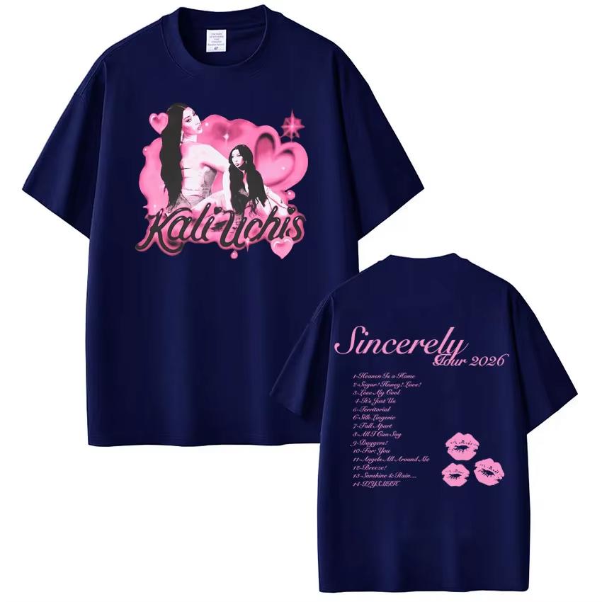 KALI UCHIS Sincerely Tour 2026 Print Tshirt Men Women Fashion Vintage Tshirt Summer otton Casual Aesthetics TShirts Fan Gifts