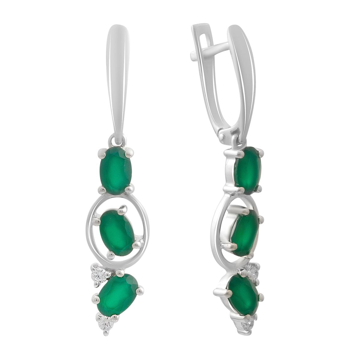 

Silver earrings with natural agate 2.76ct (2196365) смарагдовий
