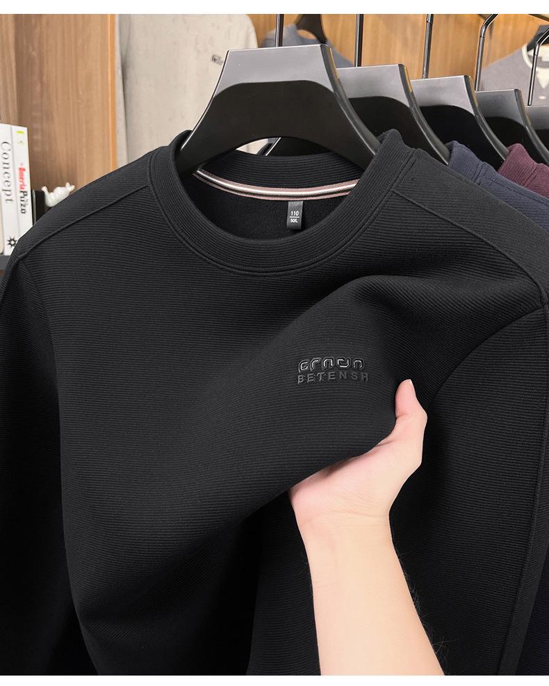 Herren Samtgefüttertes Winter-Sweatshirt - Warm, Langarm, Vielseitig, Einfarbiger Oberteil