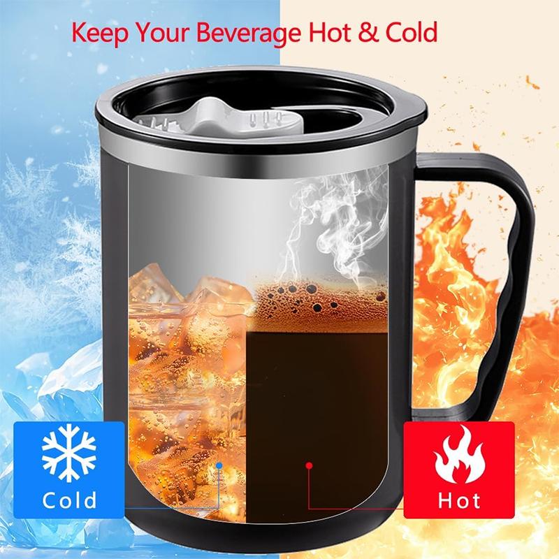 Stainless Steel Insulated Coffee Mug with Handle Double Wall Vacuum Travel Mug Heat Resistant Tumbler Cup with Sliding Lid