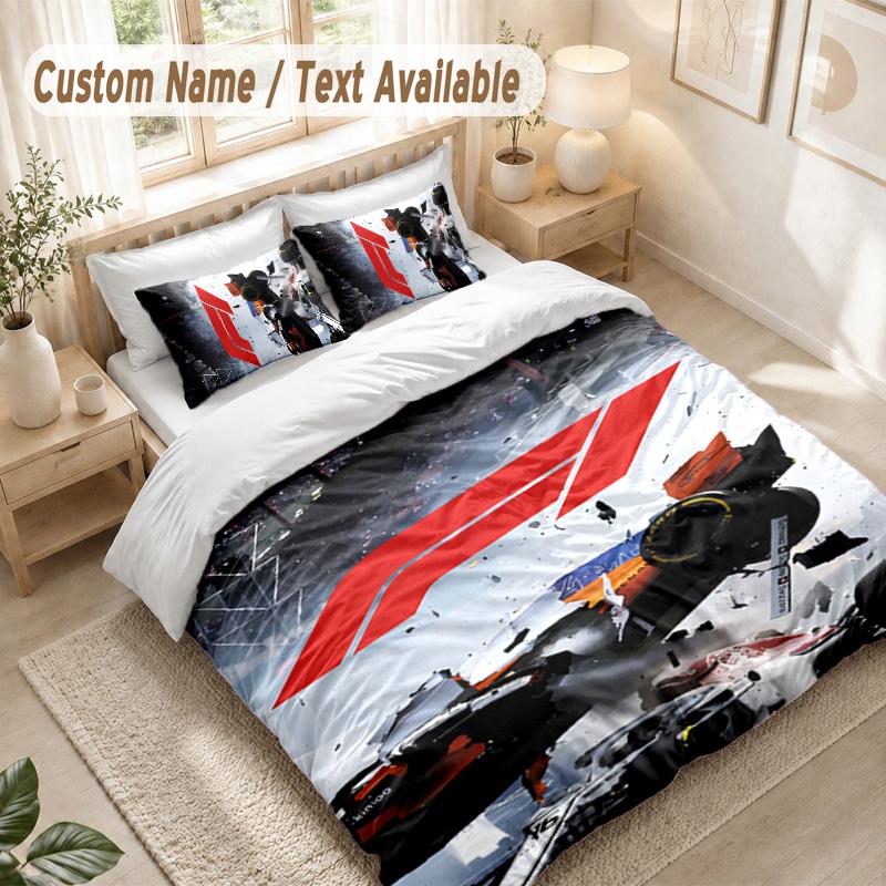 Formula 1 Bedding Set, 1 Duvet Cover & 2 Pillowcases Soft Comfortable Bedroom Home Textile Decor