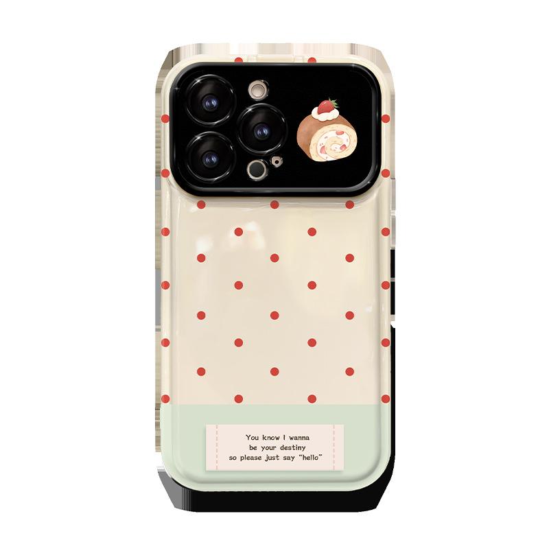 

Подходит для чехла для мобильного телефона Apple 15 Iphone14/13pro В горошек Подставка для клубничного торта 12 Зеркало-книжка Полная защита iPhone 6s Plus