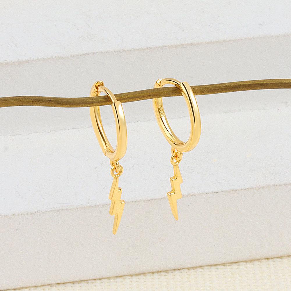 S925 Silver Diamond Stud Earrings For Women Sweet Cute Little Lightning Bolt Personality Creative Fashion Jewelry