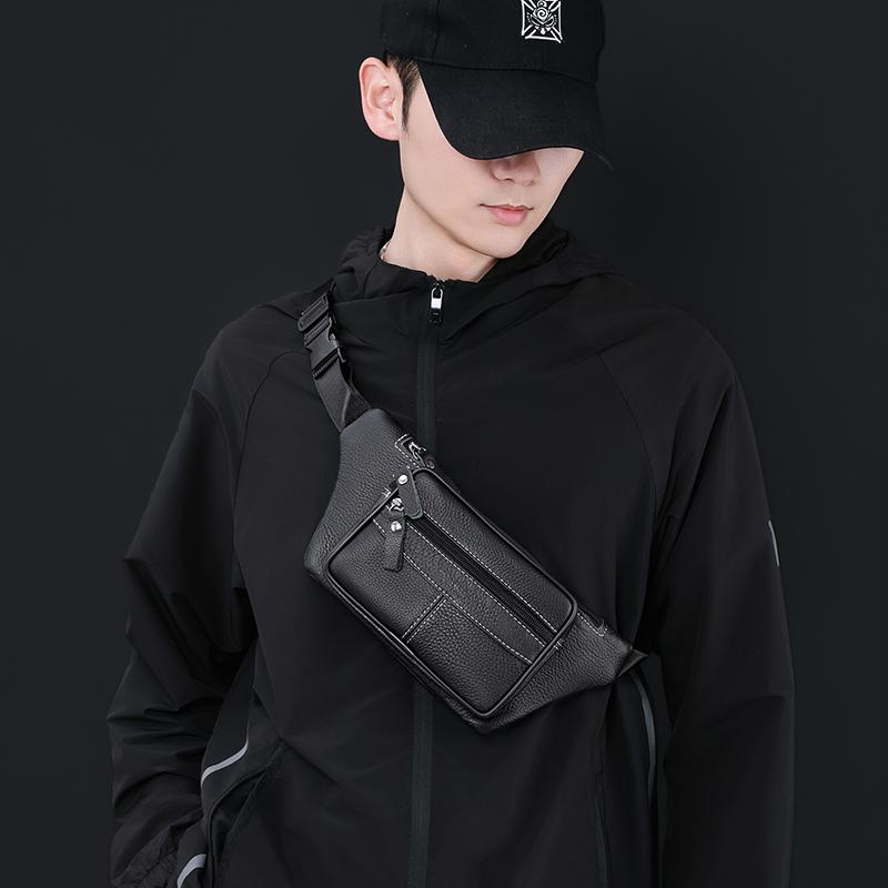 PU Waist Bag Men's Mobile Phone Bag Outdoor Sports Cycling Chest Bag