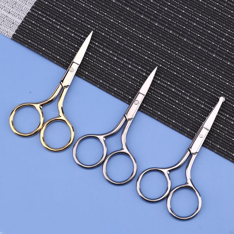 Stainless Steel Multi-Purpose Scissors: Pointed Tip for Embroidery, Eyebrow, and Precision Trimming; Rounded Tip for Nose Hair and Makeup.