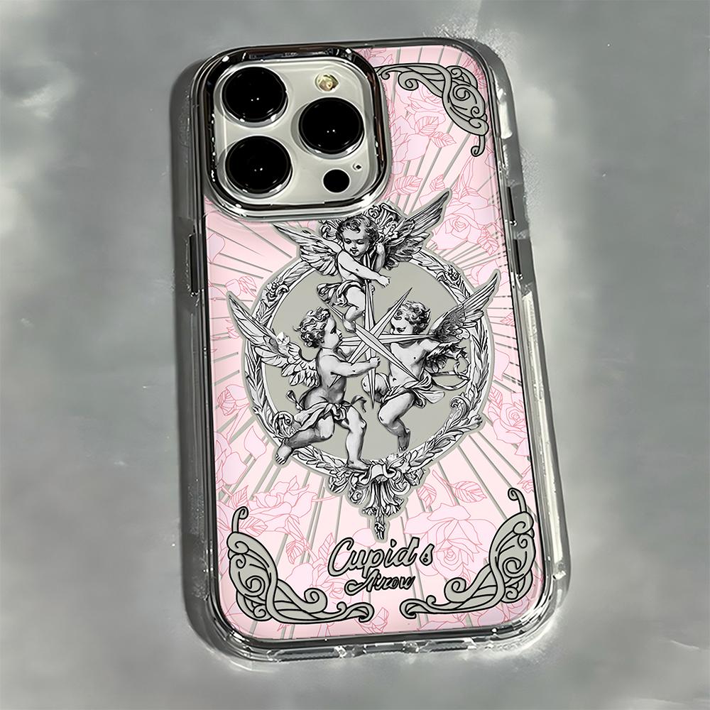 Luxury Ages Retro Cupid Angel Phone Case For iPhone 17 16e 16 15 14 13 12 11mini Pro Max X XR XSMAX 8 Air Plus Transparent Cover