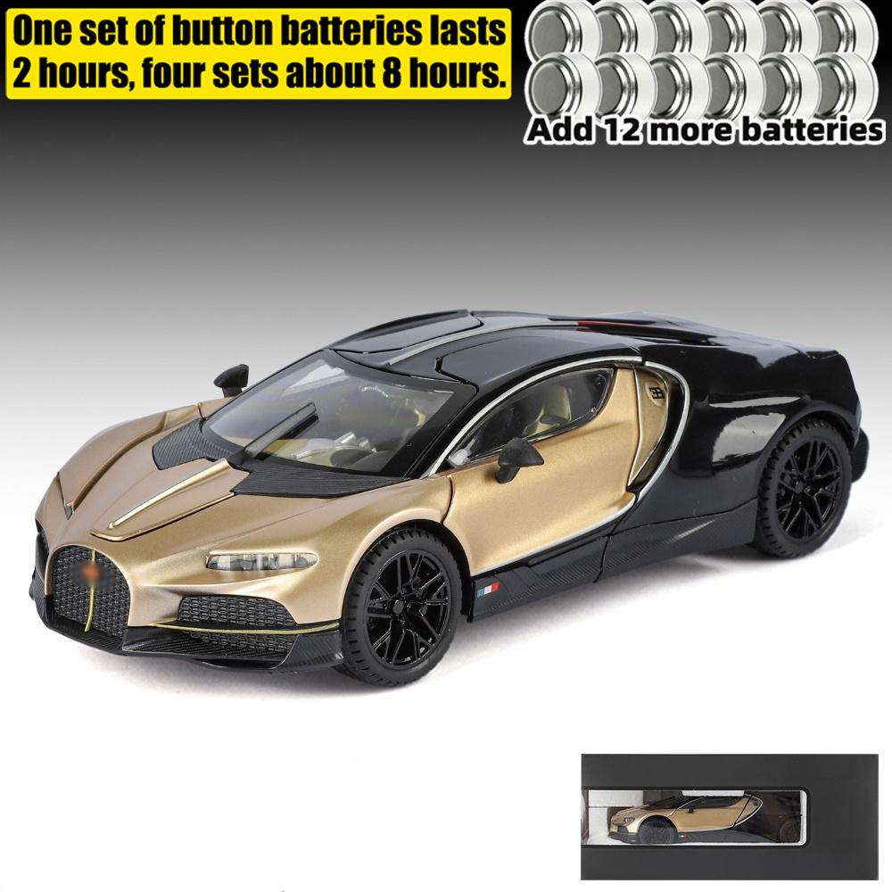 1:24 Tourbillon Supercar Toy Car Model Alloy Diecast Vehicle Miniature Sound & Light Pull Back Collection Gift Children Boy Kids