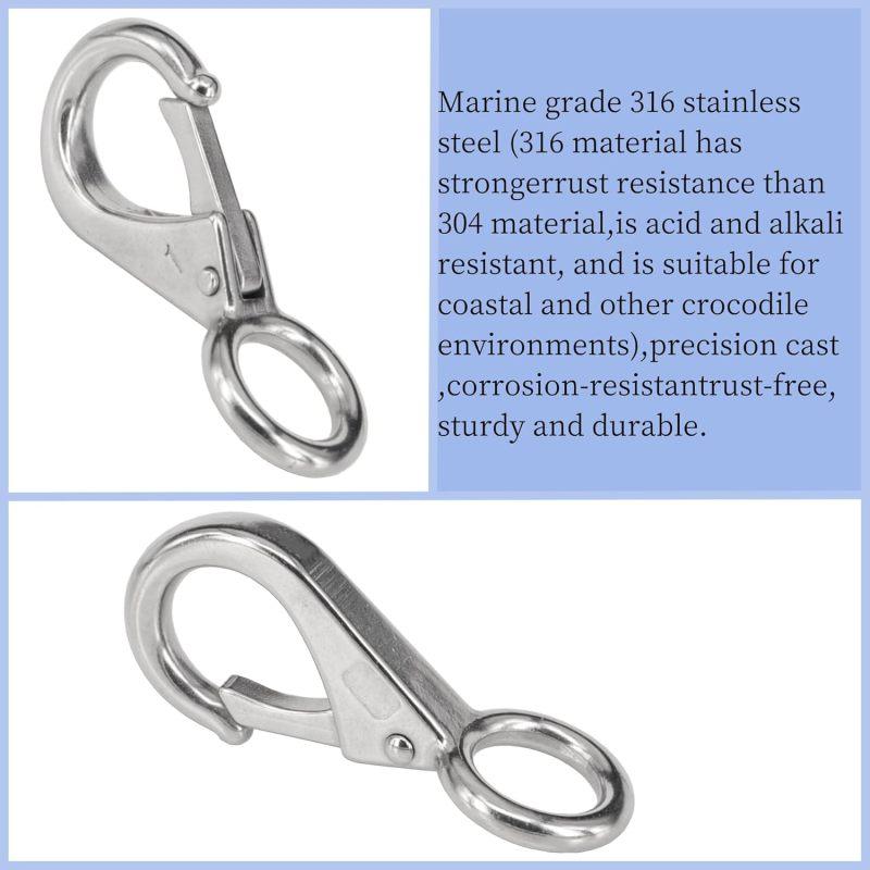 Fester Karabinerhaken mit Feder, Schnellverschlussschäkel mit festem runden Ring, Schlüsselanhänger, Karabinerhaken für Marineboote, Yachtsegelhaken, Hardware