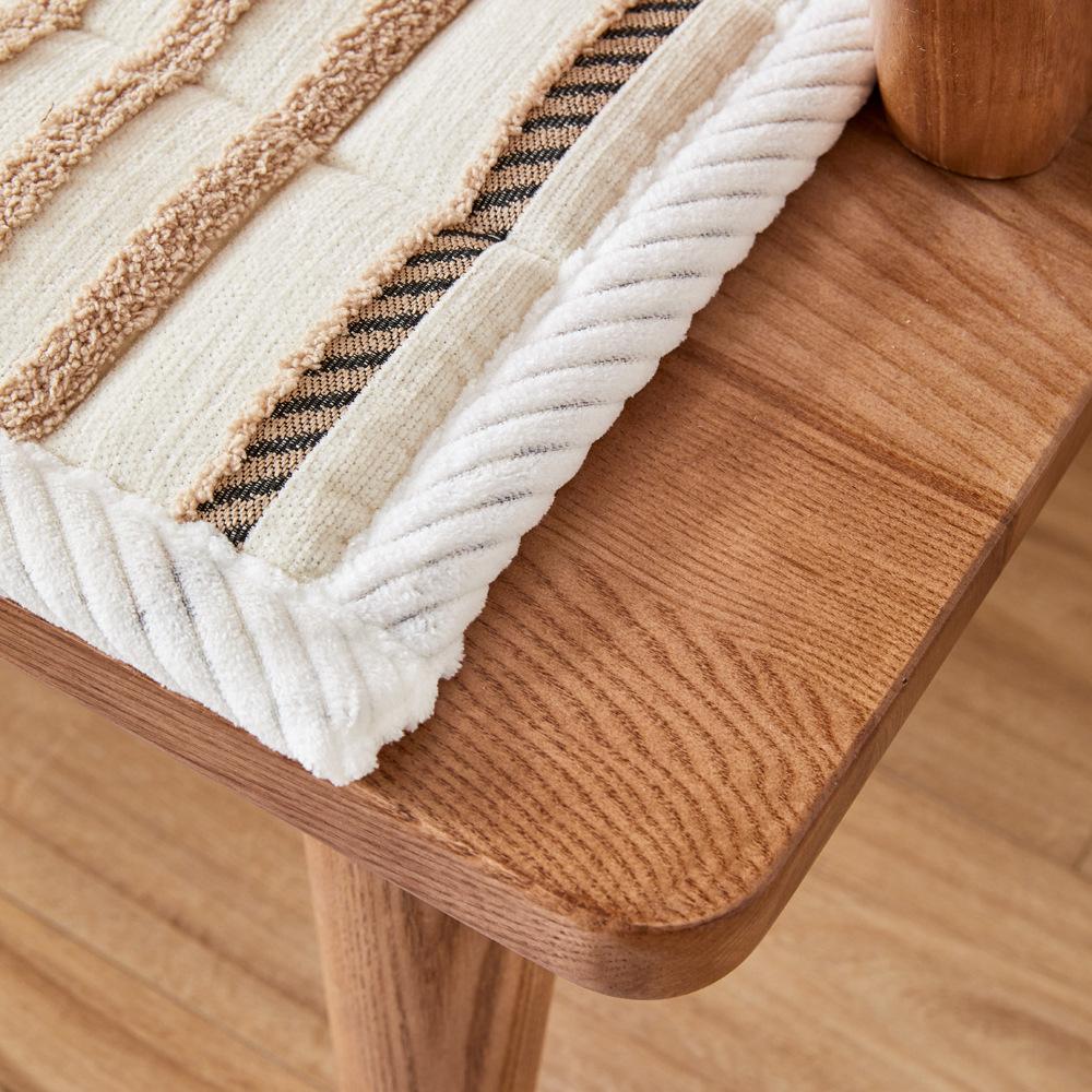 Striped Chenille Plush Sofa Cushion, All-Season Non-Slip Mahogany Solid Wood Seat Cushion, Plush Thickened New Model