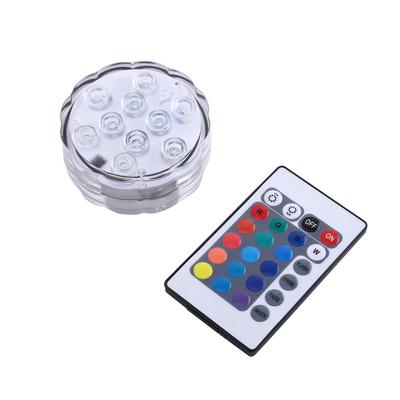 10 נורות LED צבעוניות RGB עם שלט רחוק עמידות למים מנורת נוי לאקווריום
