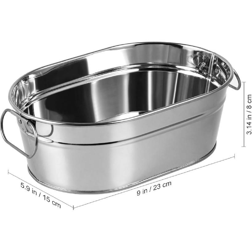 Alipis Stainless Steel Oval Ice Bucket,Beverage Tub Metal Drink Bucket Drink Chiller Buckets for Cocktail Bar Parties Outdoor (Silver), KL41506511O