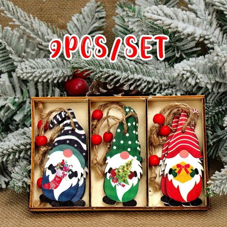 Christmas Dog Paw Double Layer Wooden Pendant Navidad Natal Noel Tree Pendant Merry Christmas Decor For Home 2025 New Year 2025